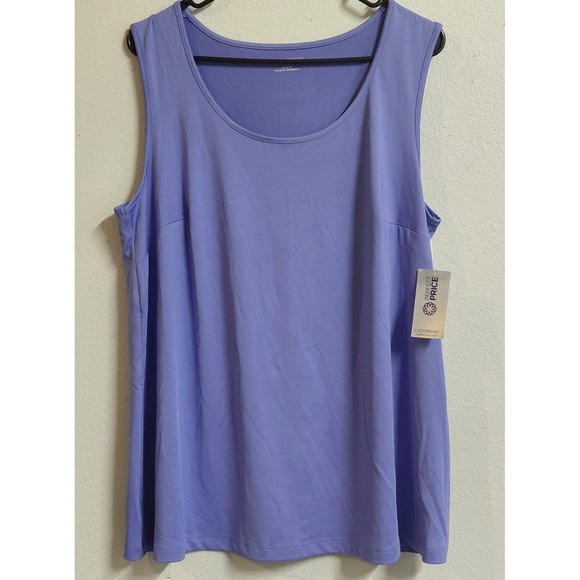 Catherines Tops - Catherines Womens 0X 14/16W Blue Scoop Neck Sleeveless Tank Top NWT